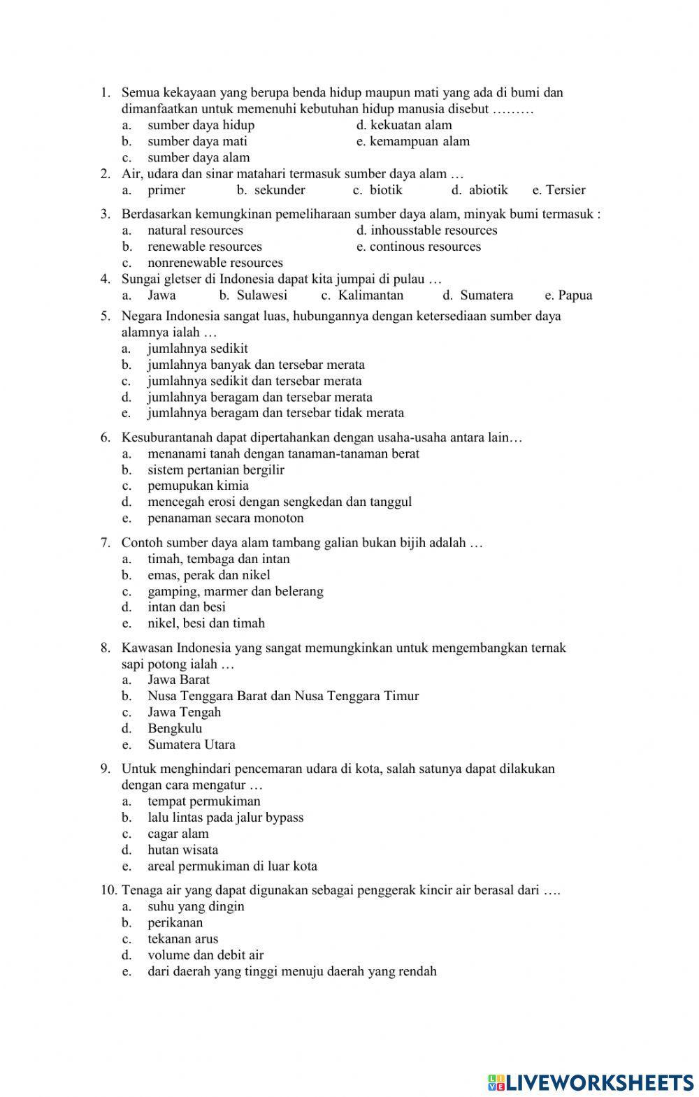 Soal Latihan Geografi Kelas XI