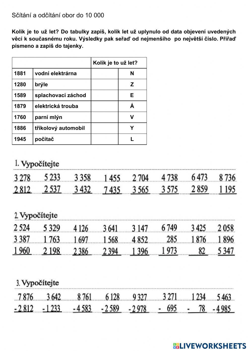 Sčítání a odčítání do 10 000
