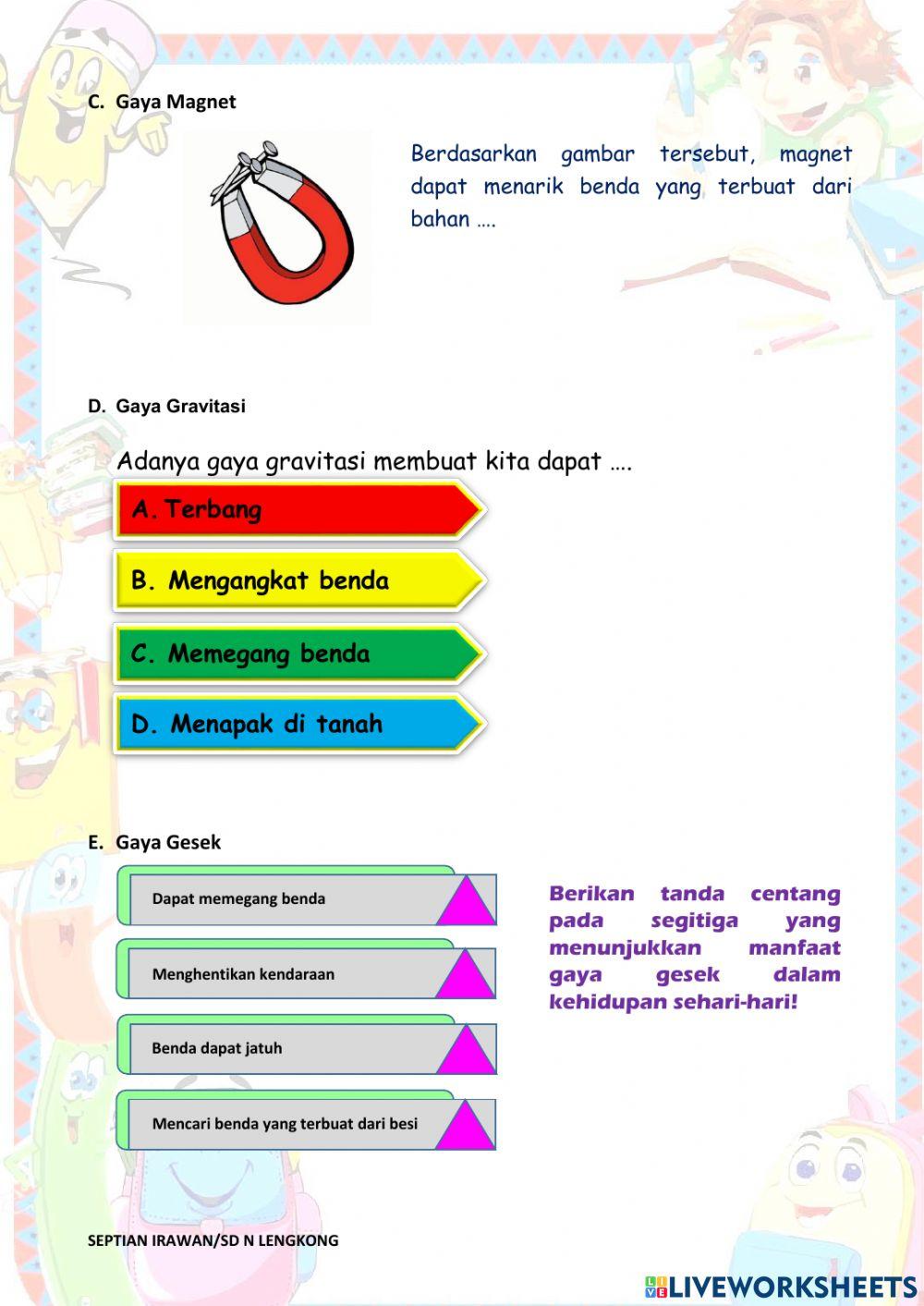 LKPD Gaya magnet, gravitasi, dan gesek