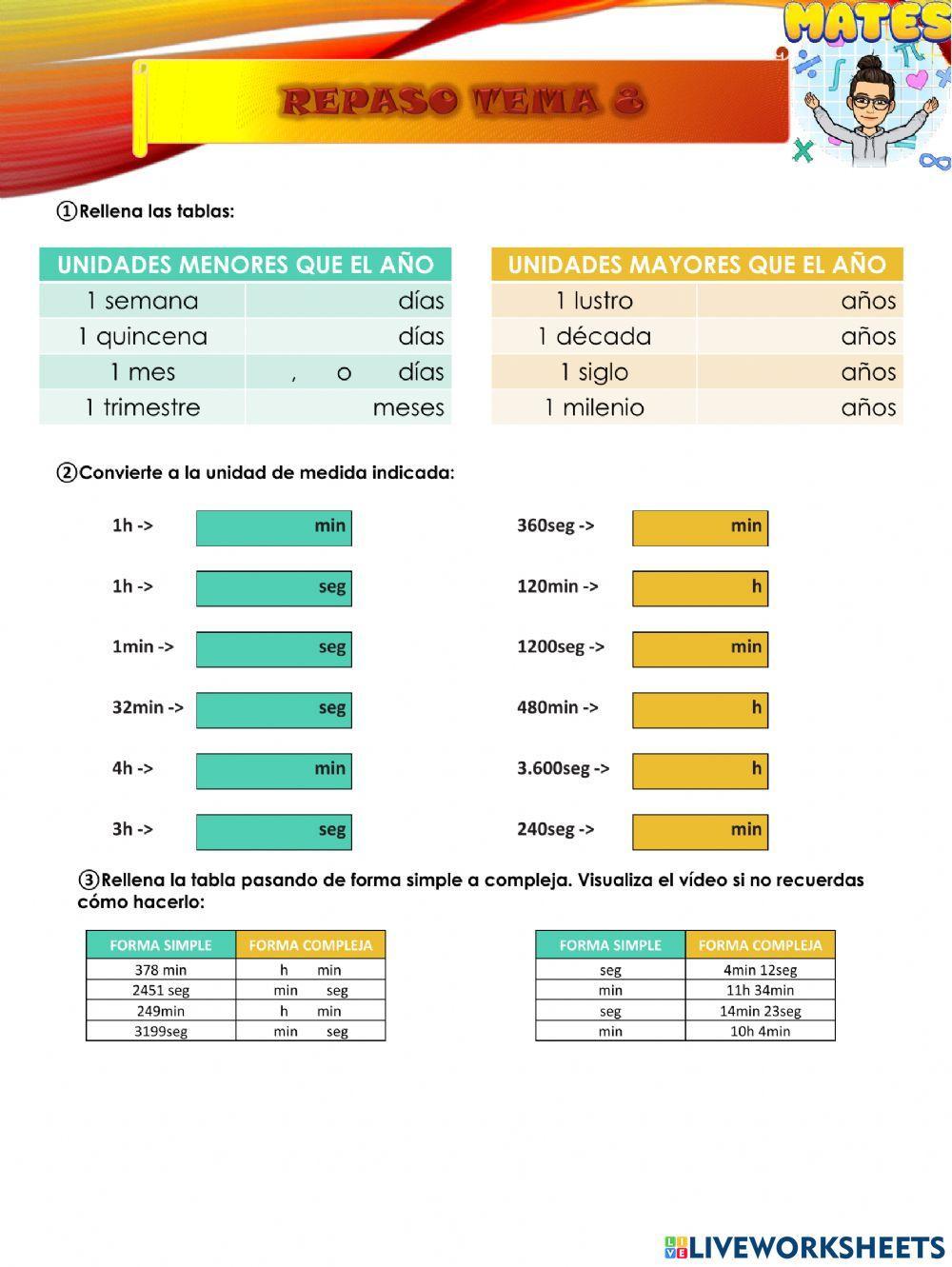 Repaso Matemáticas Tema 8 Repaso Matemáticas Tema 8