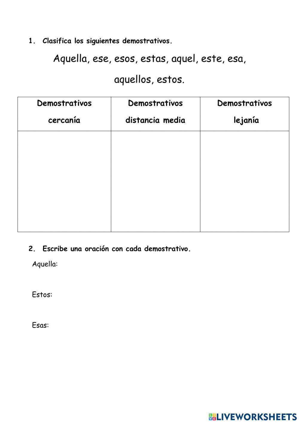 Tipos de demostrativos
