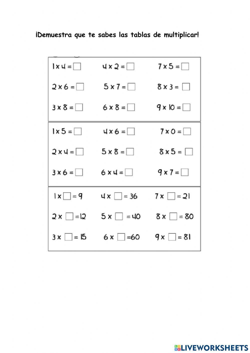 Tablas de multiplicar