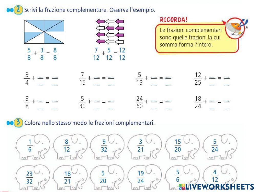 Frazioni complementari Frazioni complementari