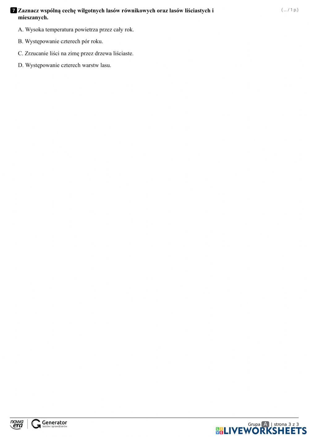 W wilgotnym lesie równikowym i w lesie strefy umiarkowanej