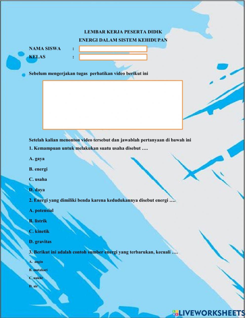 Lkpd energi dalam sistem kehidupan