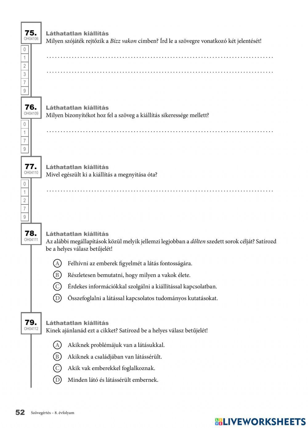 Kompetencia 8. osztály