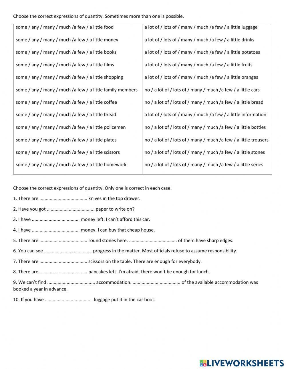 Expressions of quantity