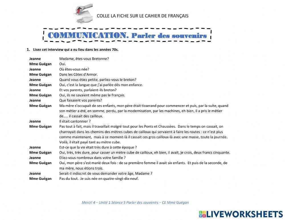 C. Écrite Souvenirs du passé