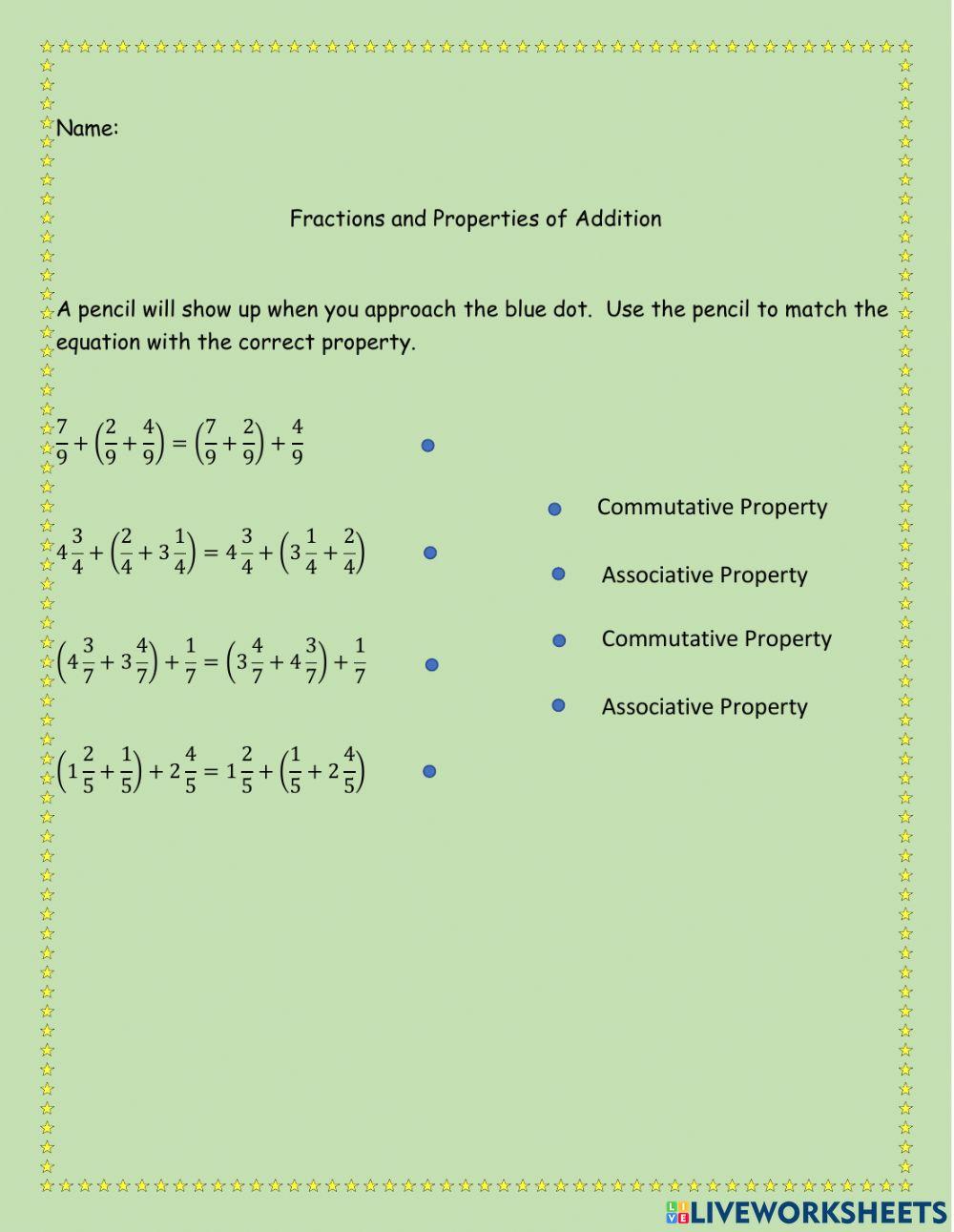 Properties of Addition to add Mixed Numbers