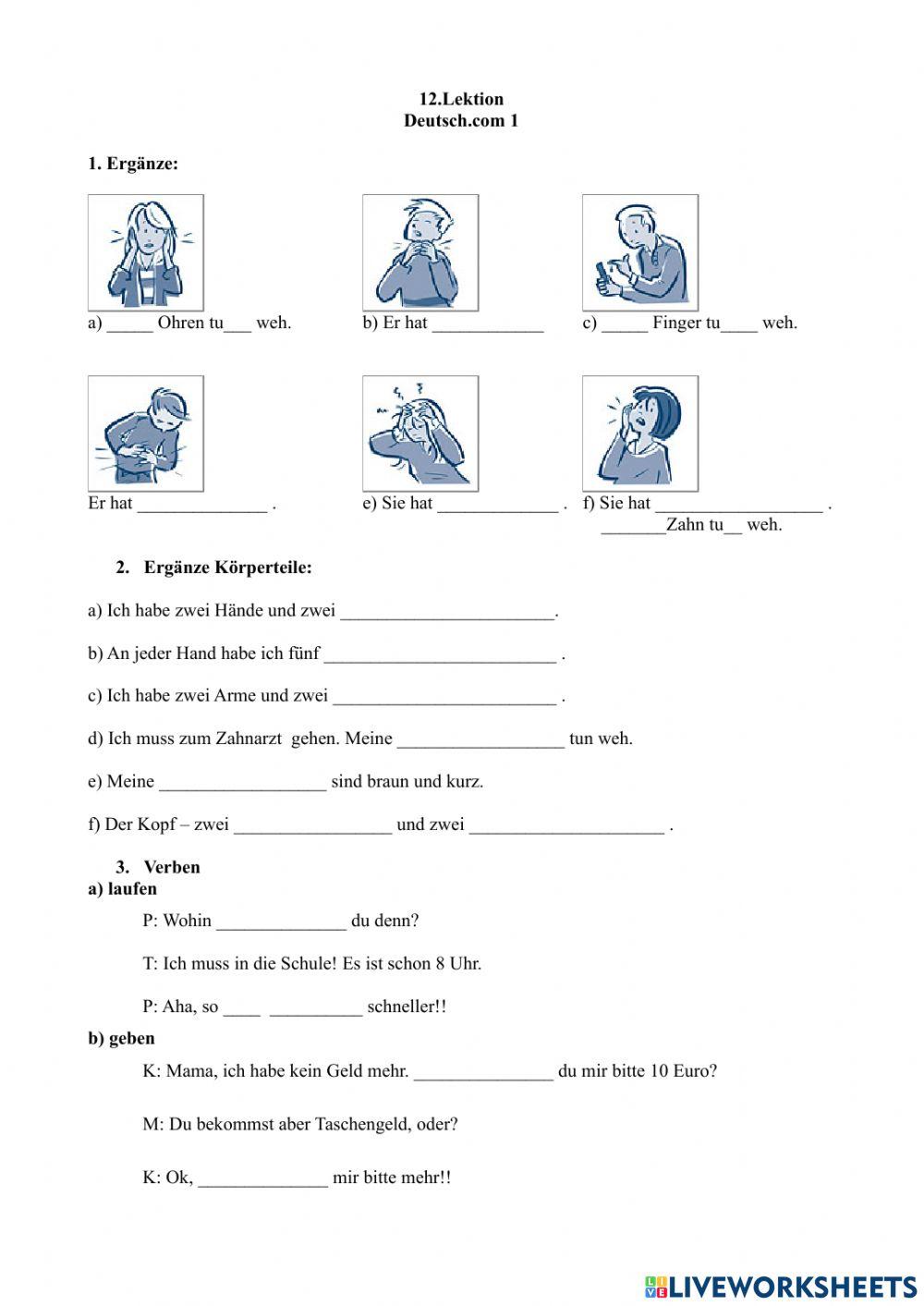 Körperteile, Imperativ