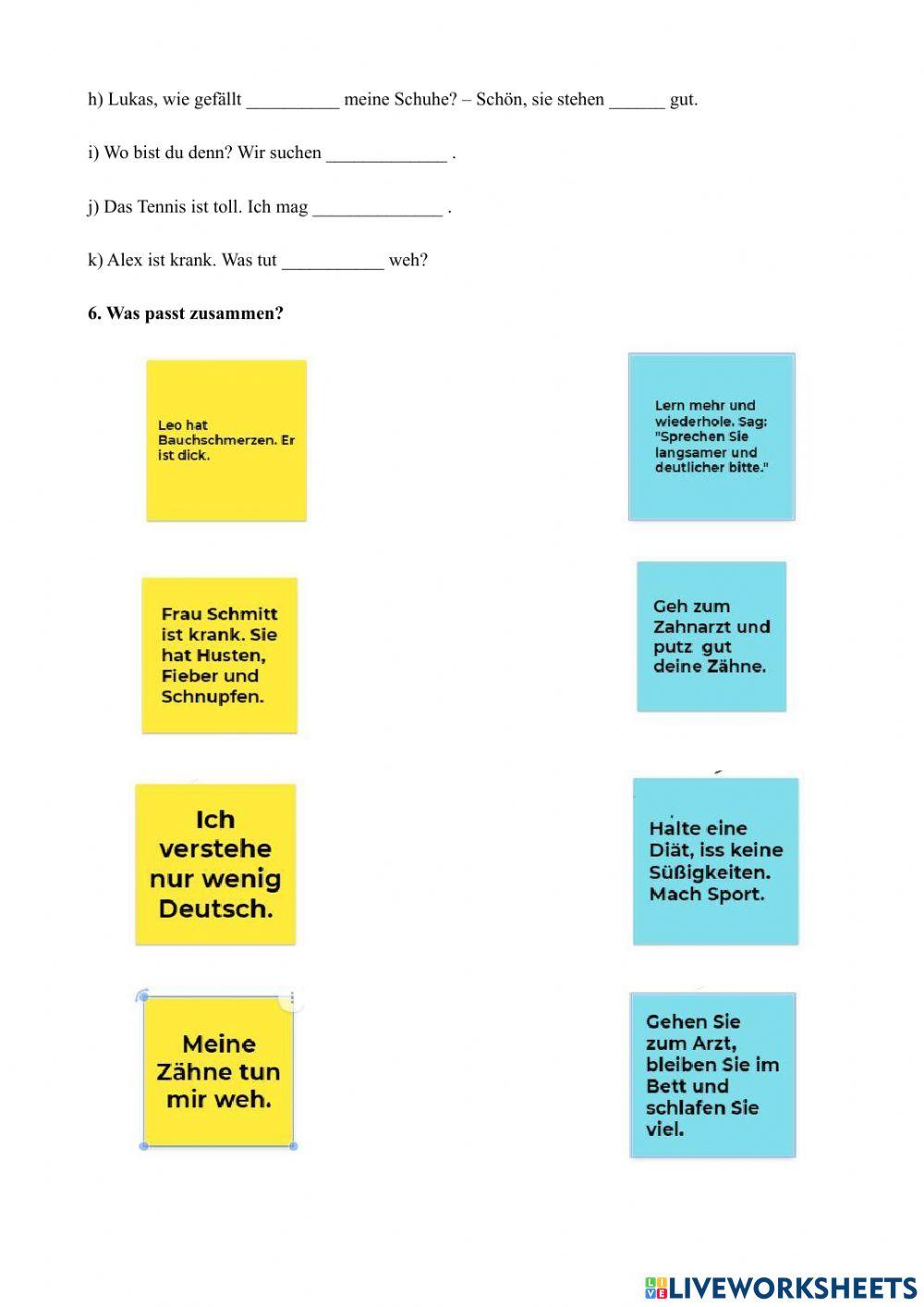 Körperteile, Imperativ