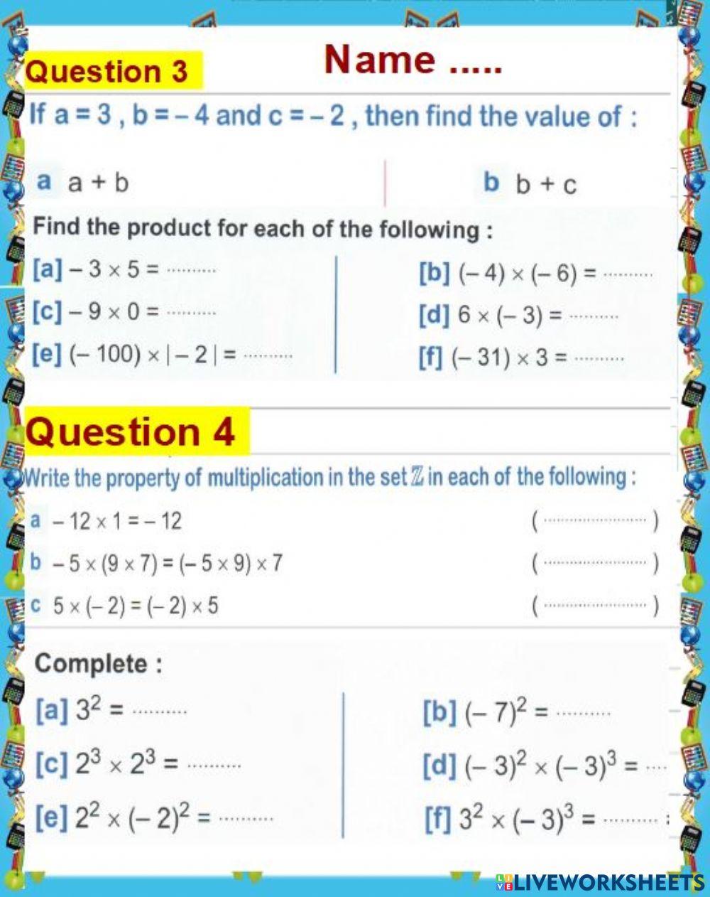 Math test grade 6