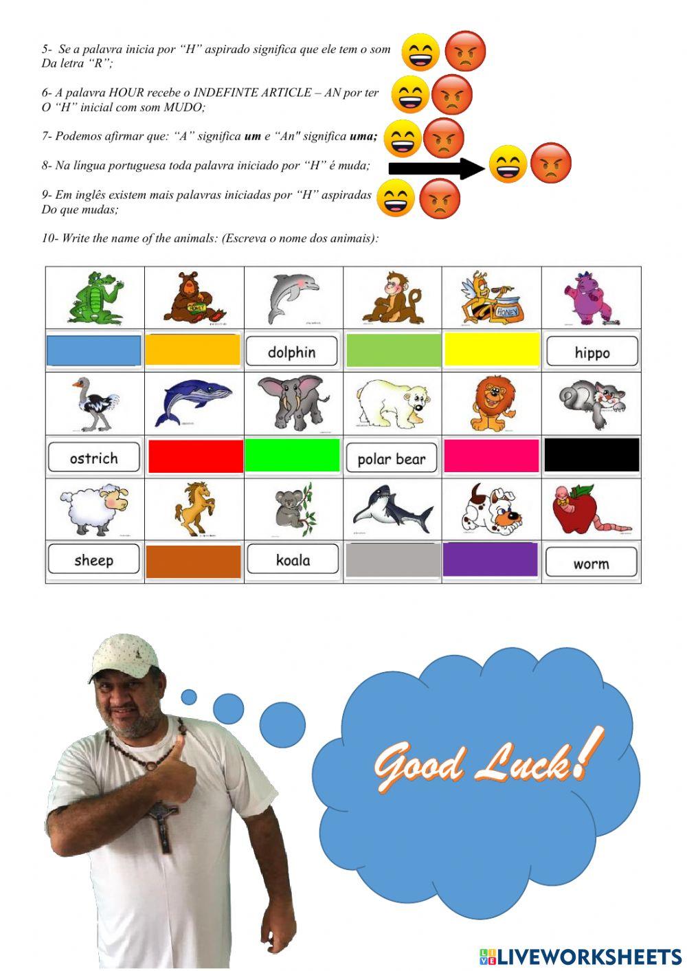 Indeifnite artciles and animals