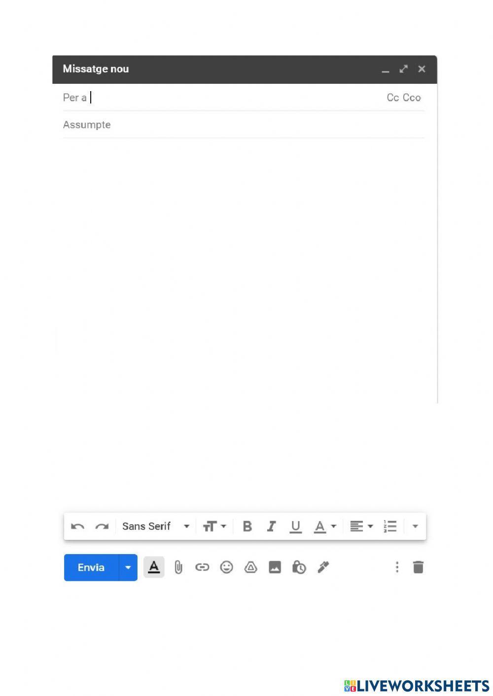 Plantilla para escribir un e-mail