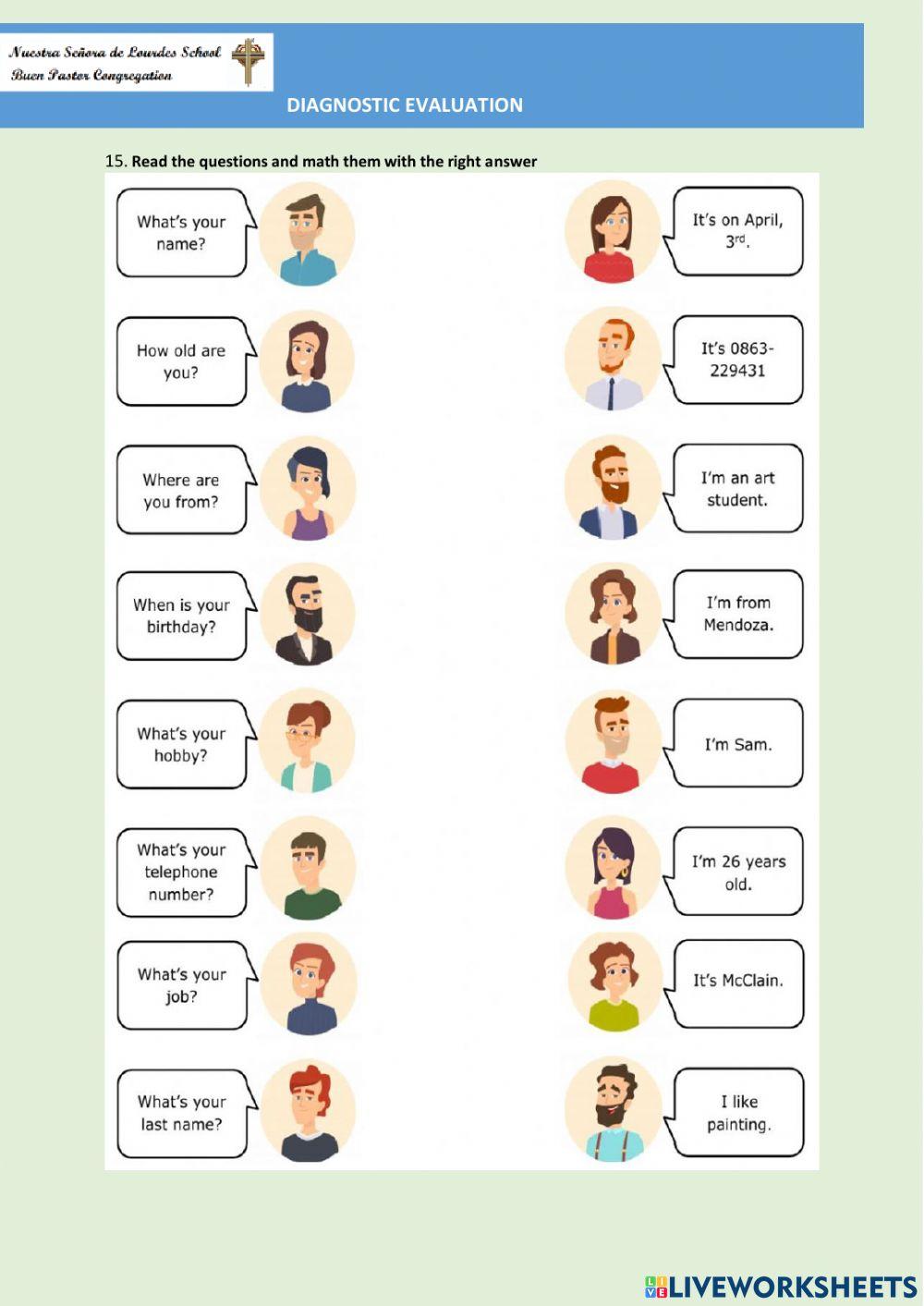 EVALUACION DIAGNOSTICA PRIMERO