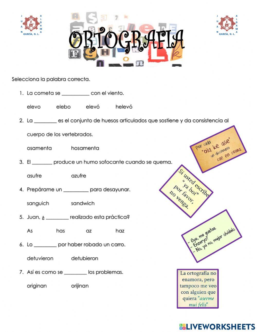 20 preguntas de ortografía