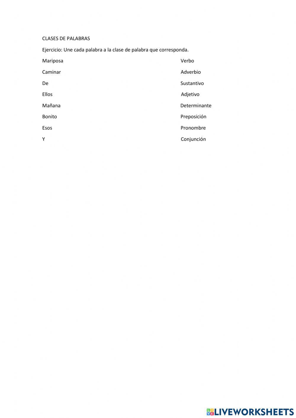 Clases de palabras