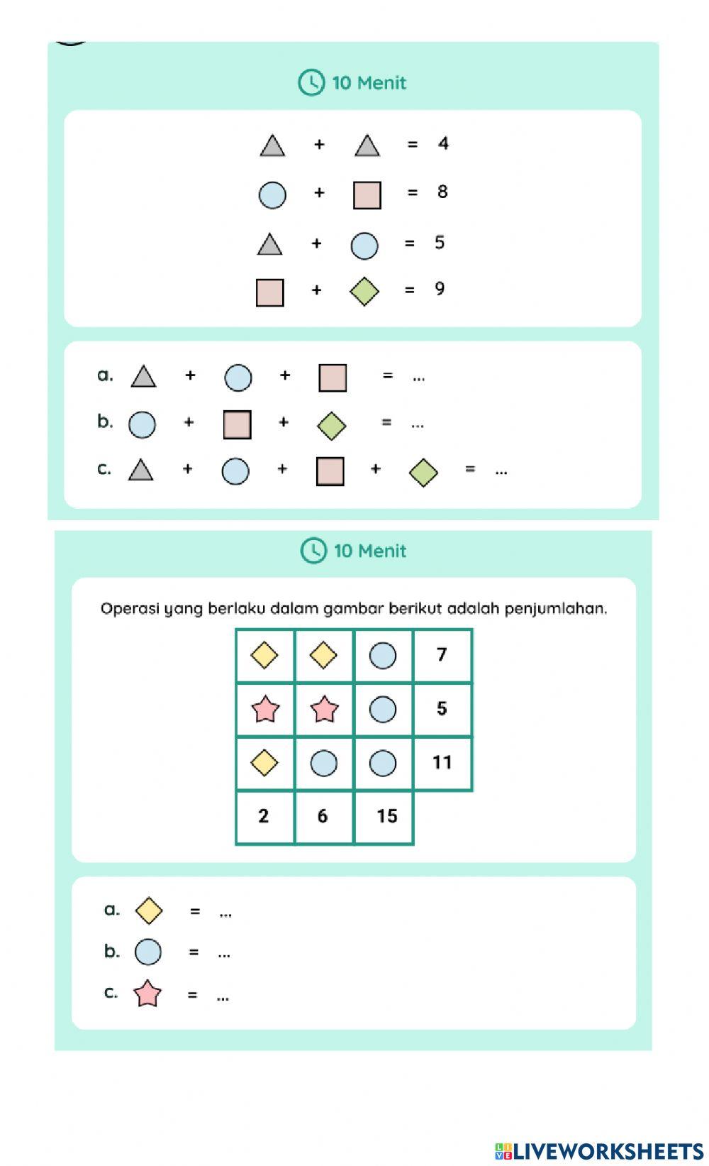 Soal Numerasi Pola bilangan