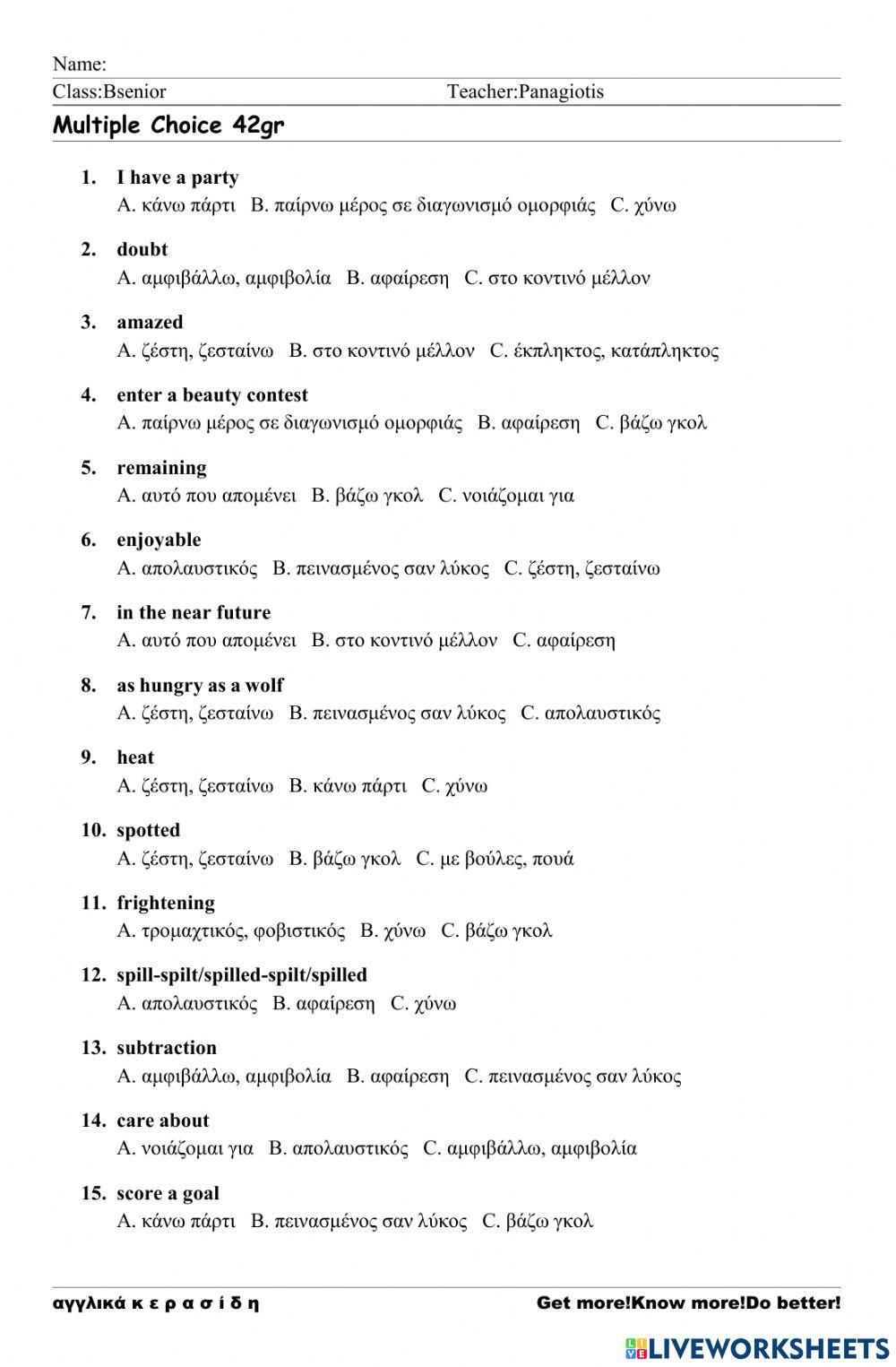 Bsenior Worksheet 42