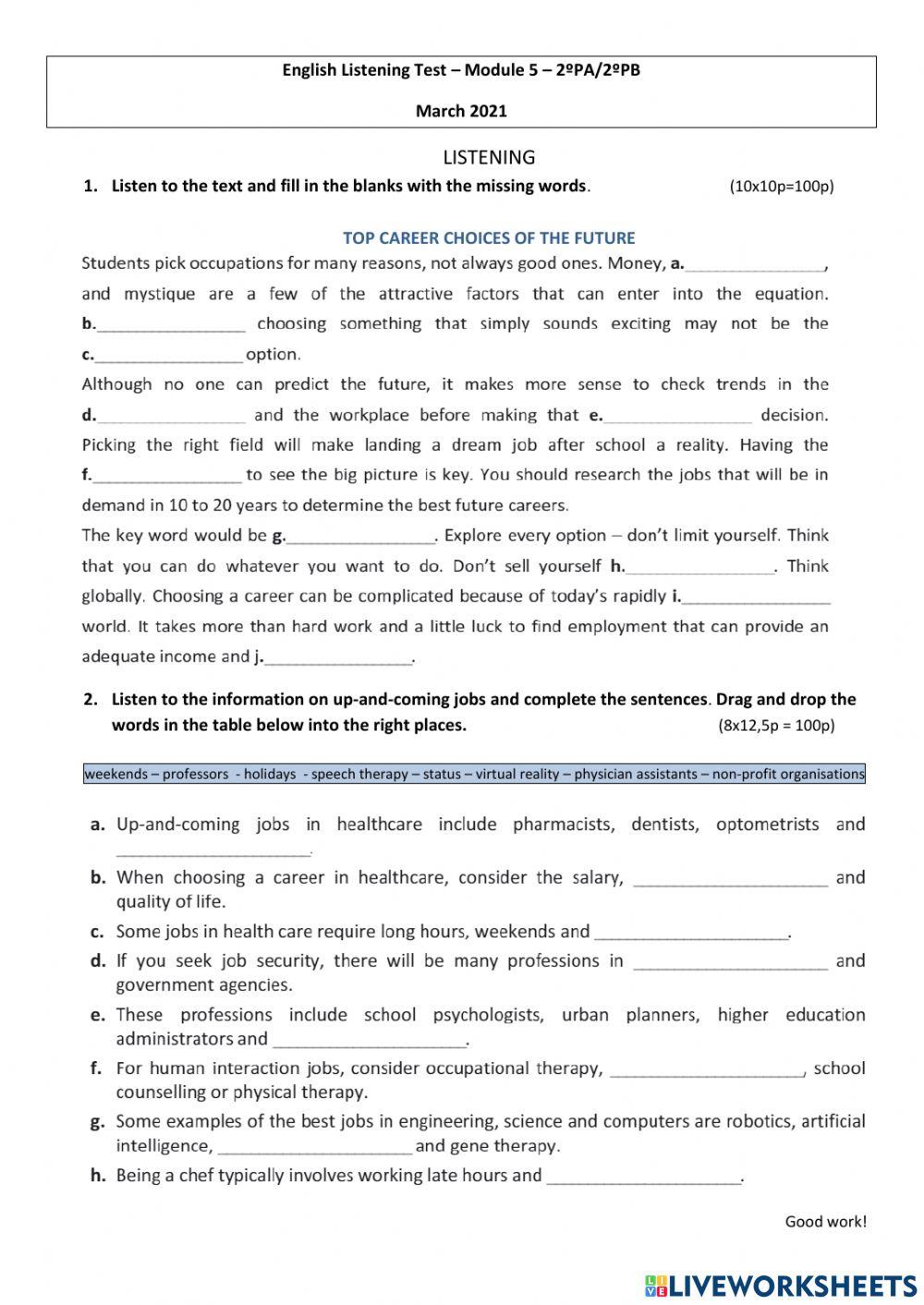 Listening Test Module5 English