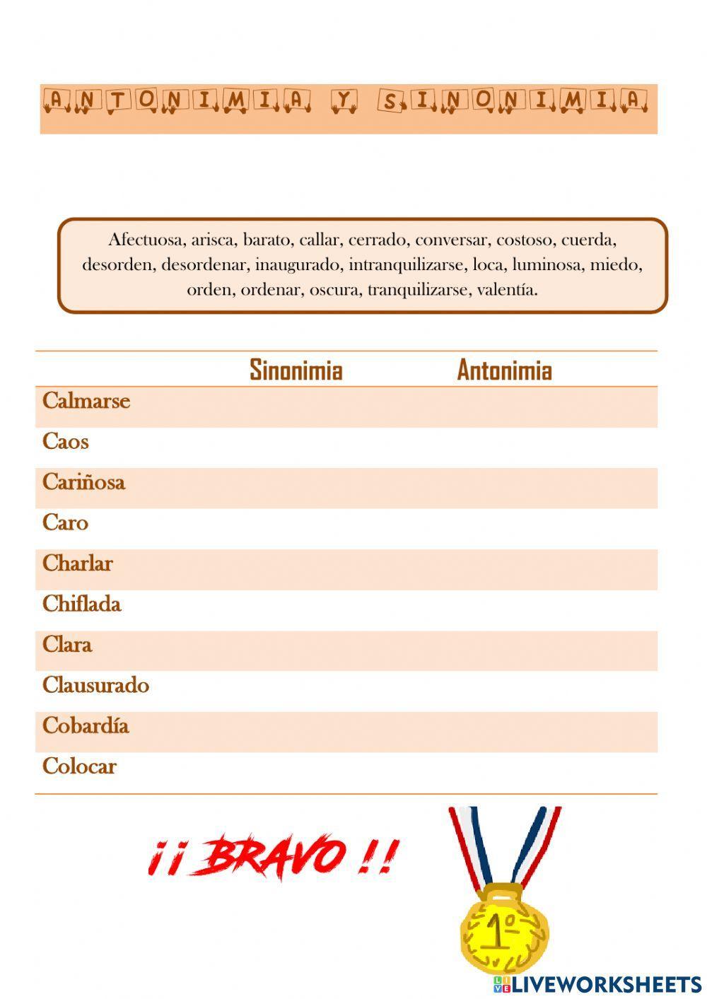 Sinonimia y Antonimia