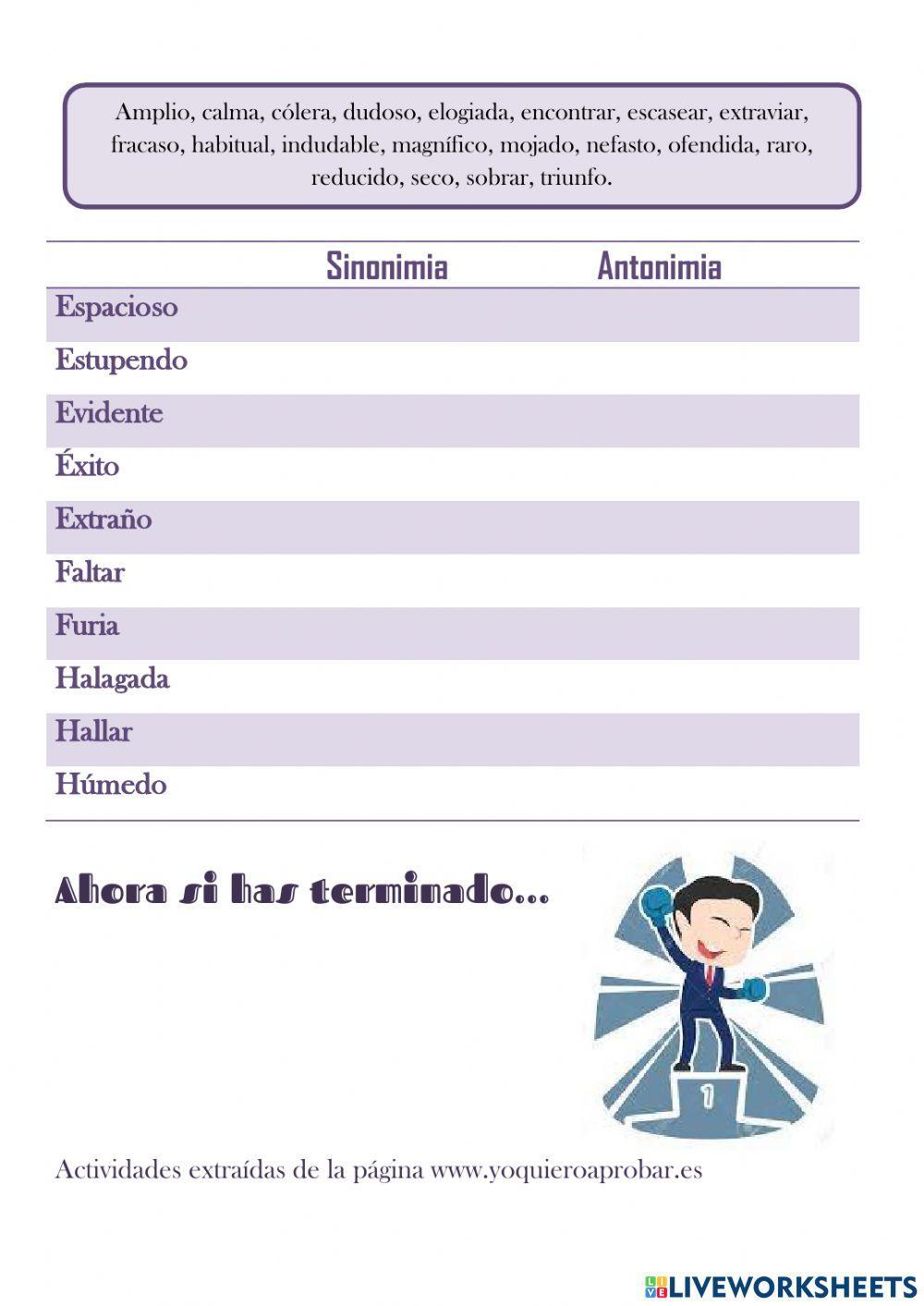 Sinonimia y Antonimia