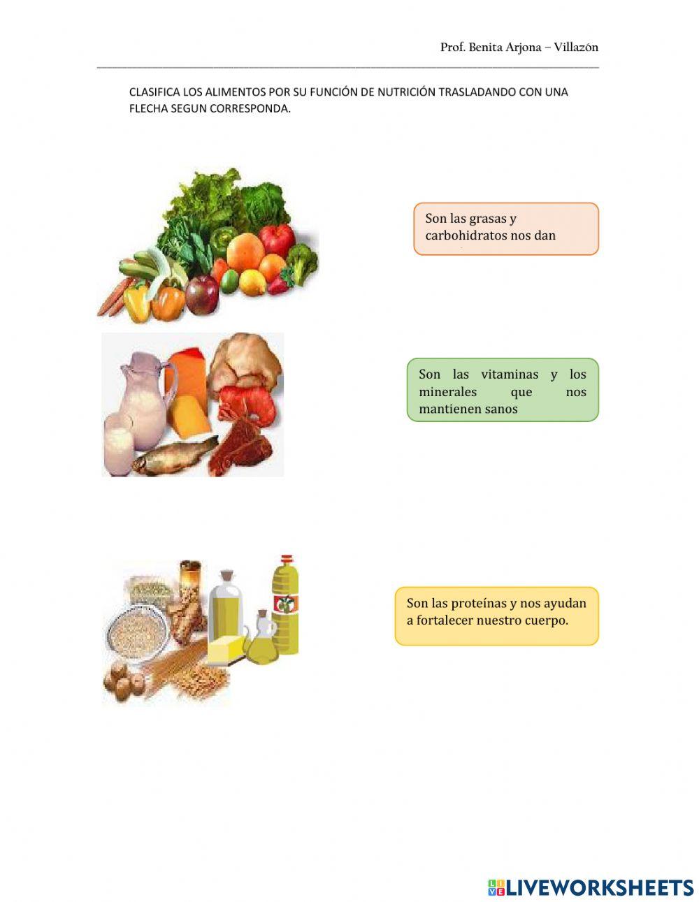 Los alimentos y su clasificación