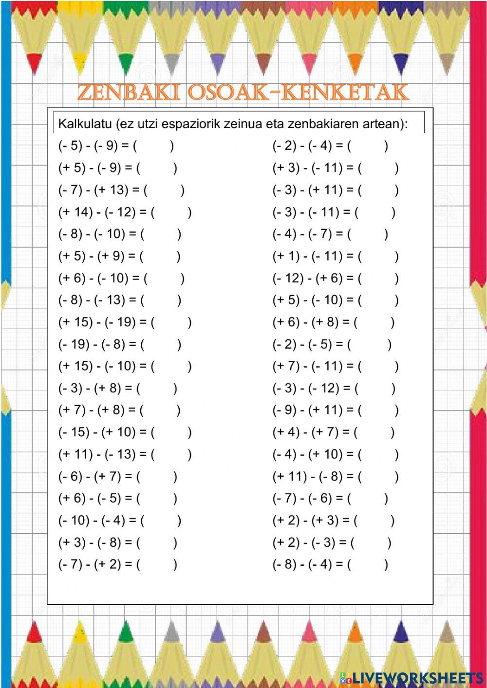 Zenbaki osoak-kenketak