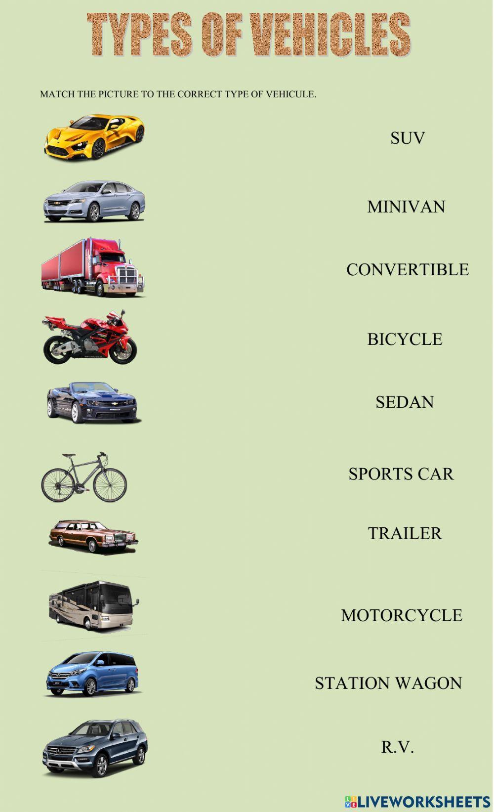 Types of vehicles