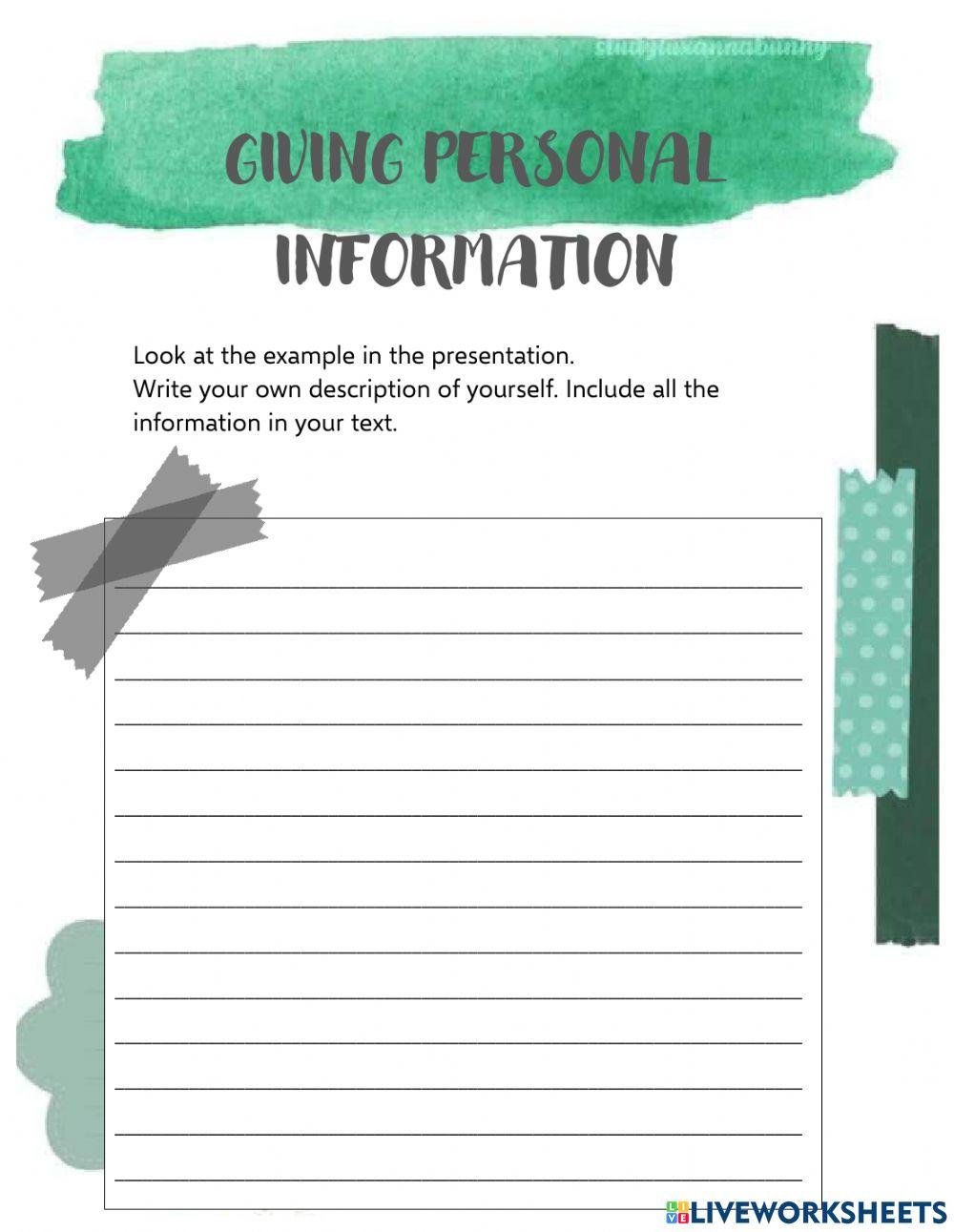 Giving personal information - writing