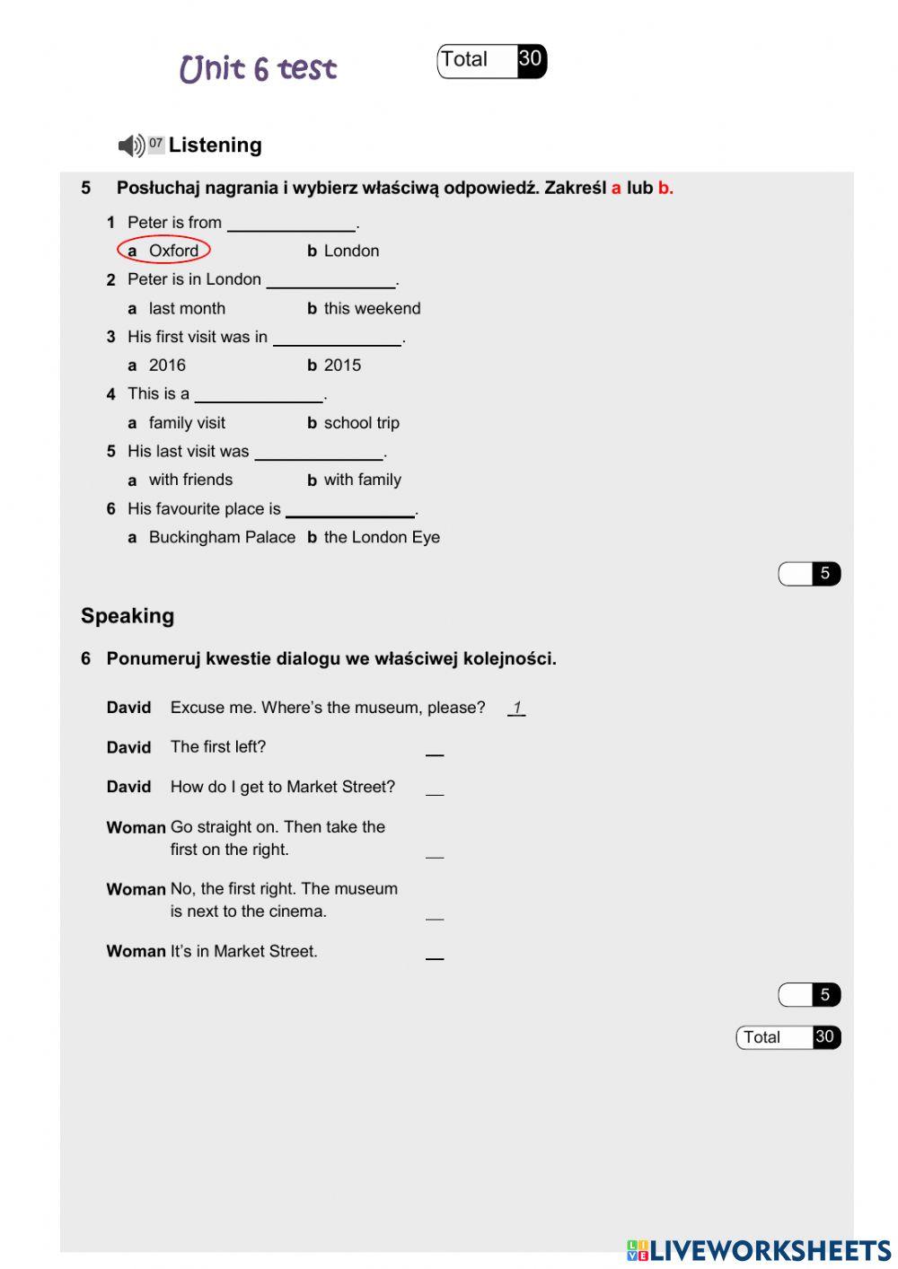 Places in town, past simple of -to be-