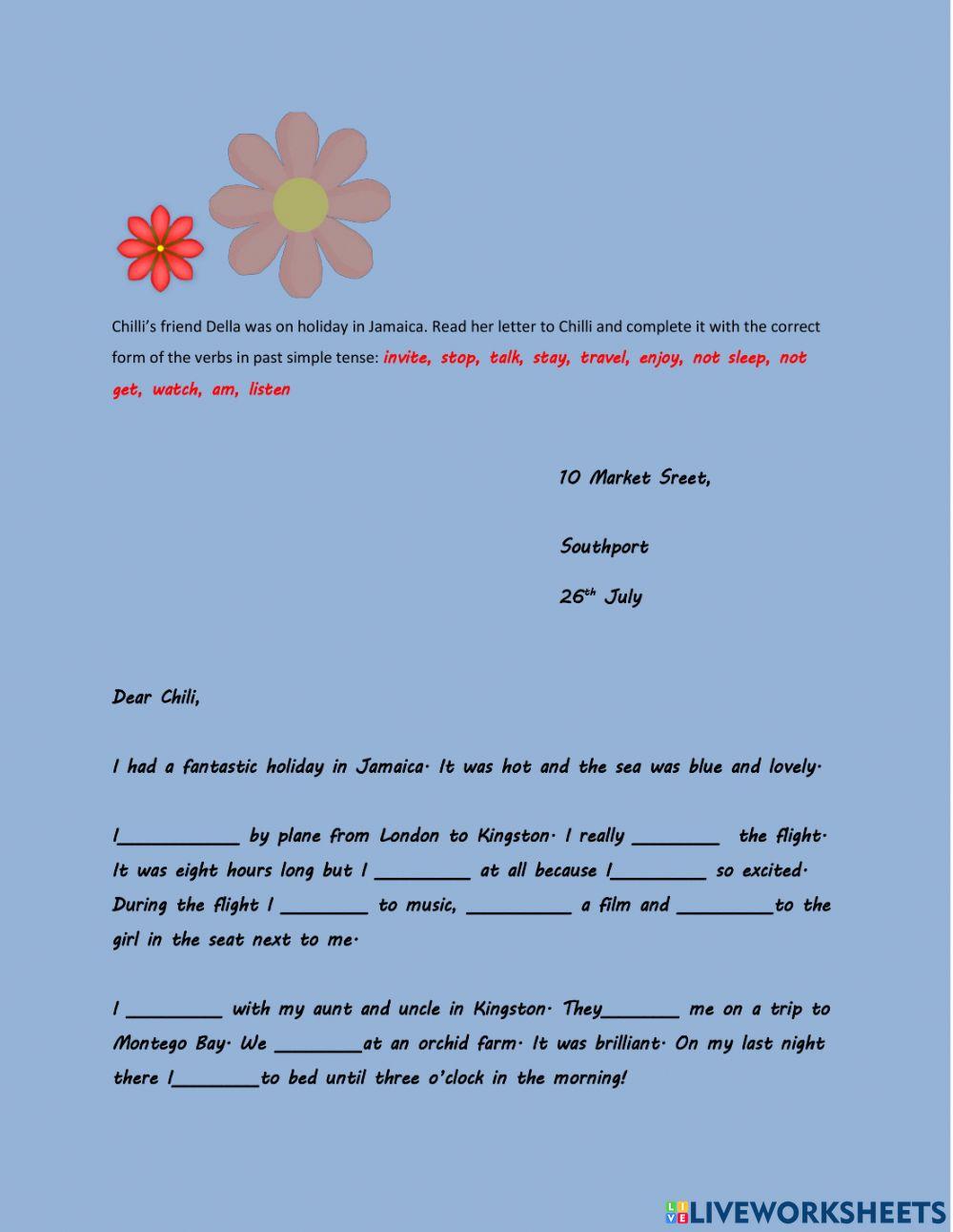 Past simple tense was were and regular verbs