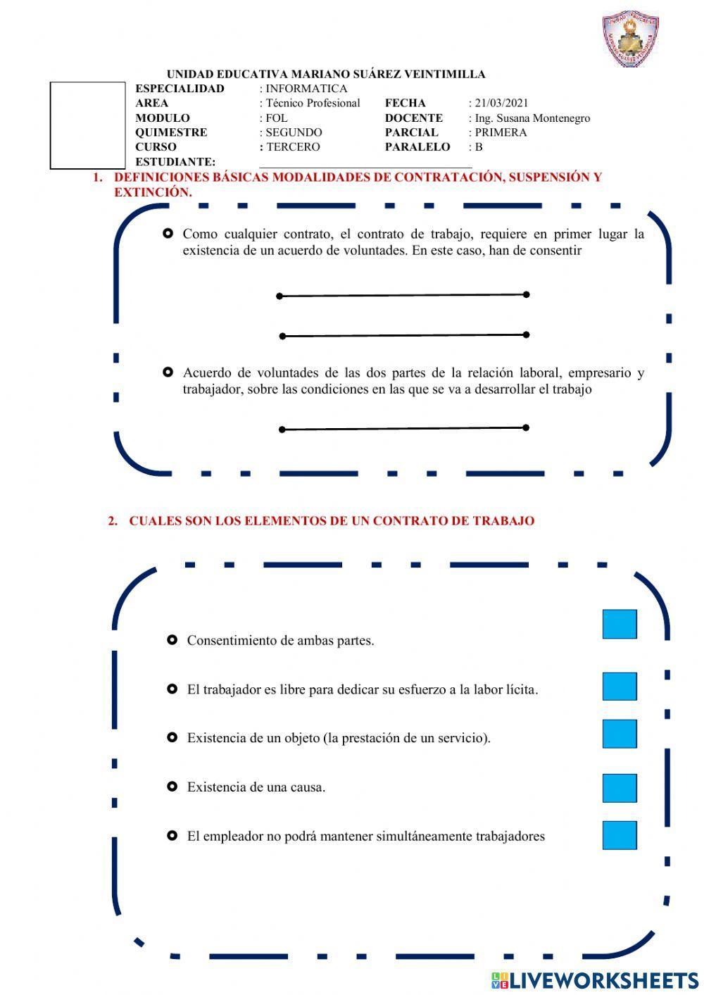 Tipos de contrato de trabajo