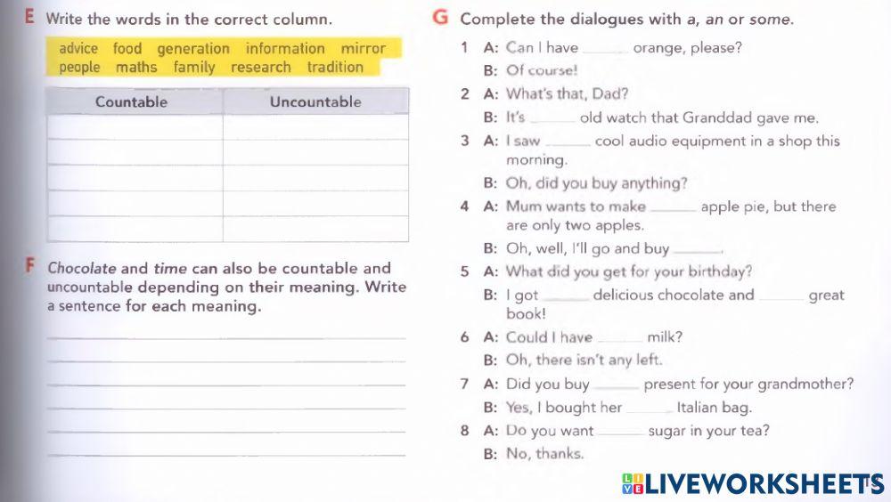 COUNTABLE AMD UNCOUNTABLE NOUNS 2
