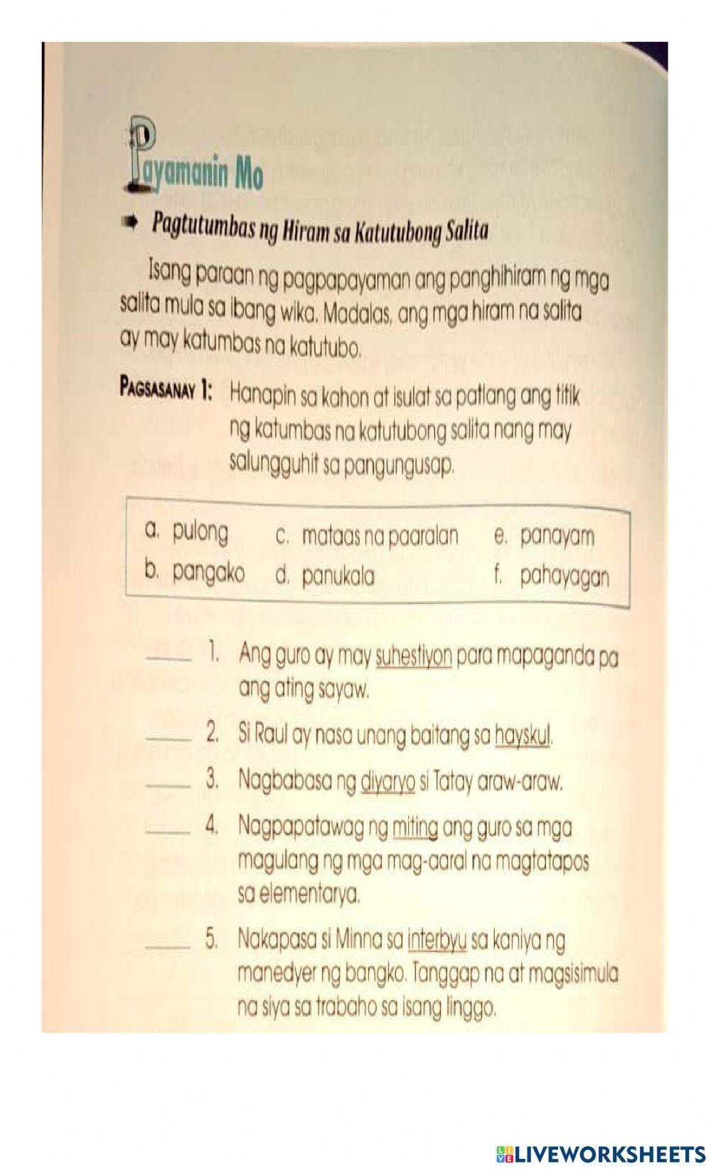 Pagtutumbas ng Hiram na Katutubong Salita