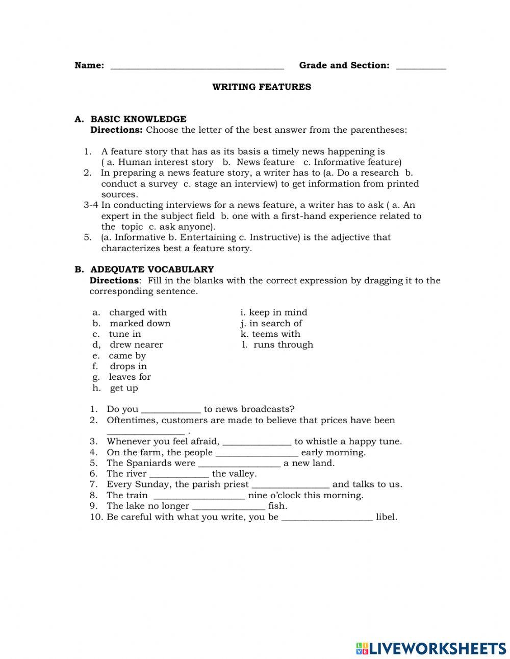 4 Types Of Writing Worksheet