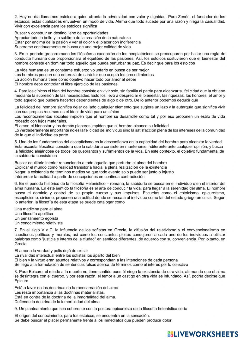 Evaluación filosofía antigua