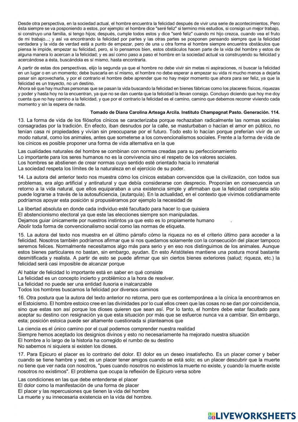 Evaluación filosofía antigua