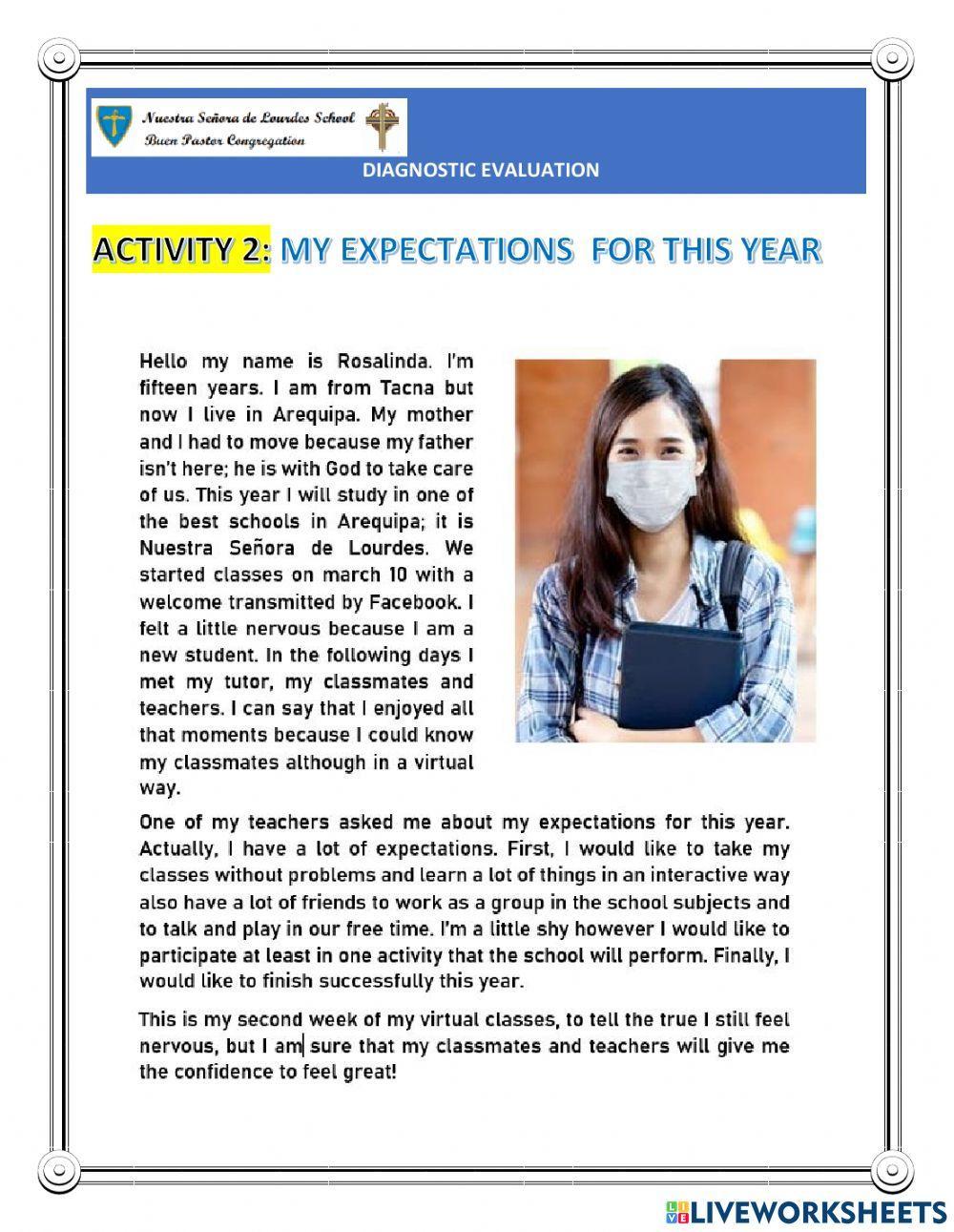 ACTIVITY 2 (DIAGNOSTIC EVALUATION- THIRD GRADE)