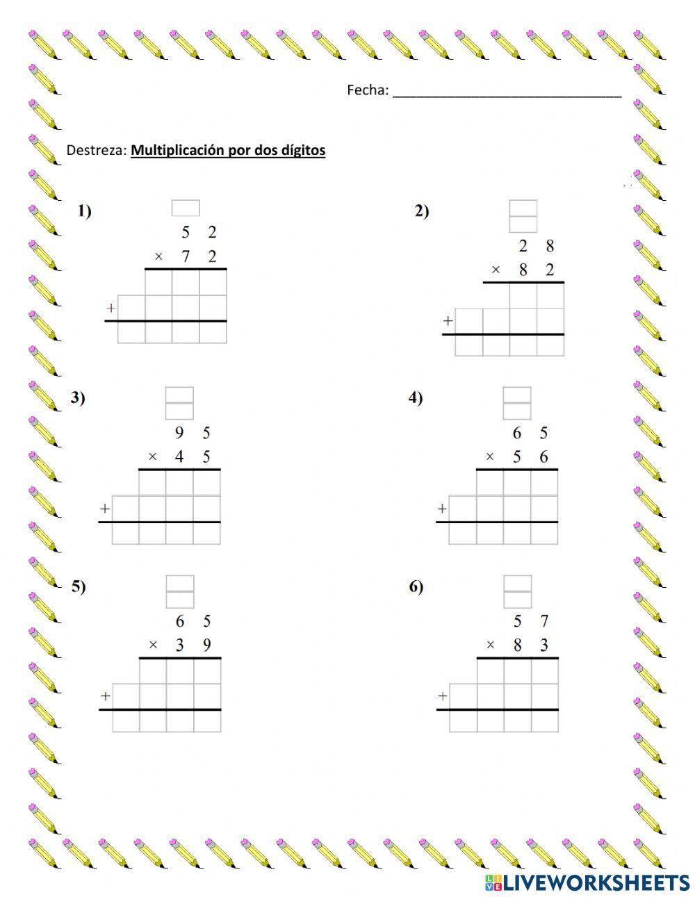 Multiplicación por dos dígitos