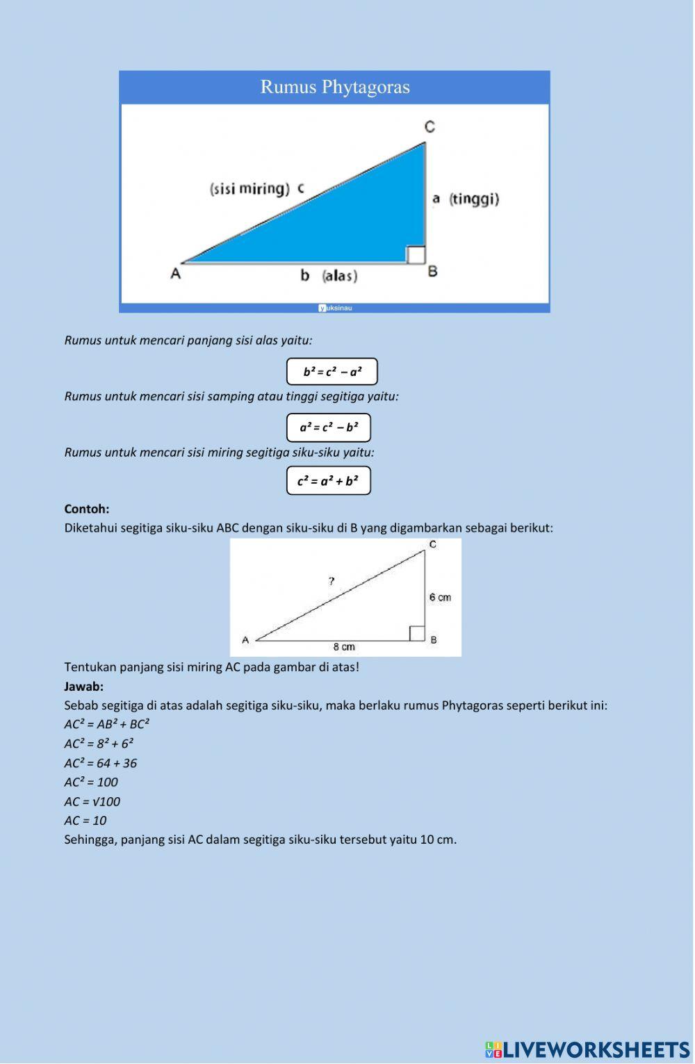 LKPD Matematika Teorema Phytagoras