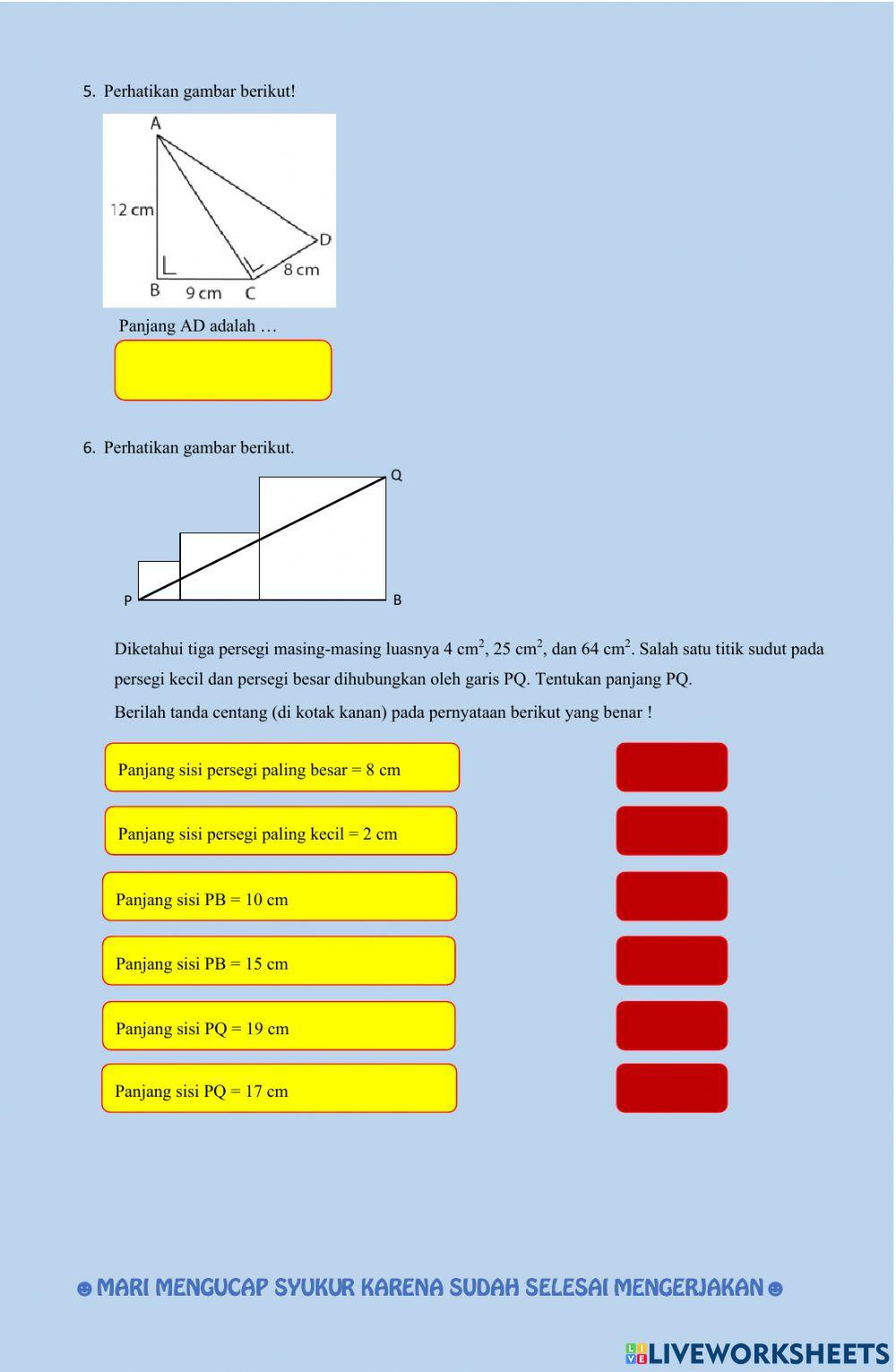 LKPD Matematika Teorema Phytagoras