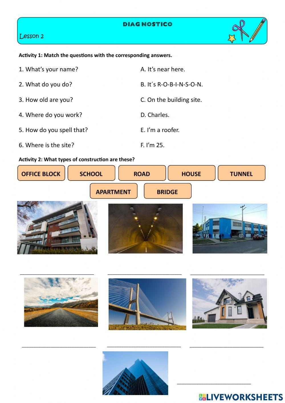 Construction activity Live Worksheets