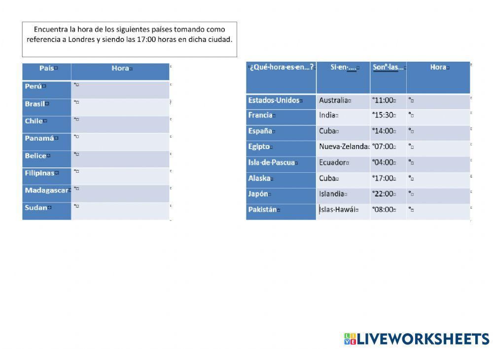 Ejercicios Husos Horarios