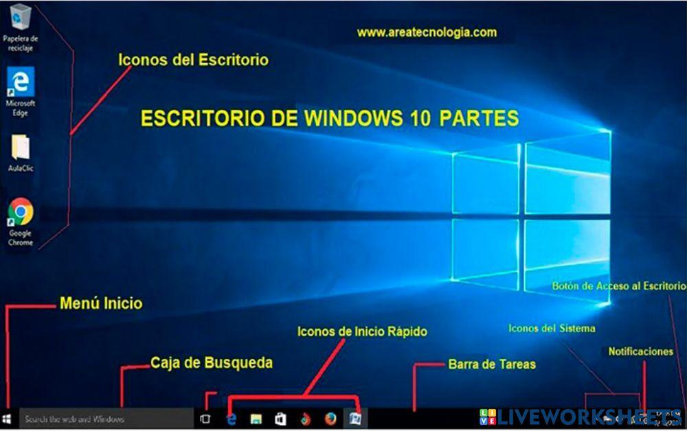 Partes del escritorio de Windows 10