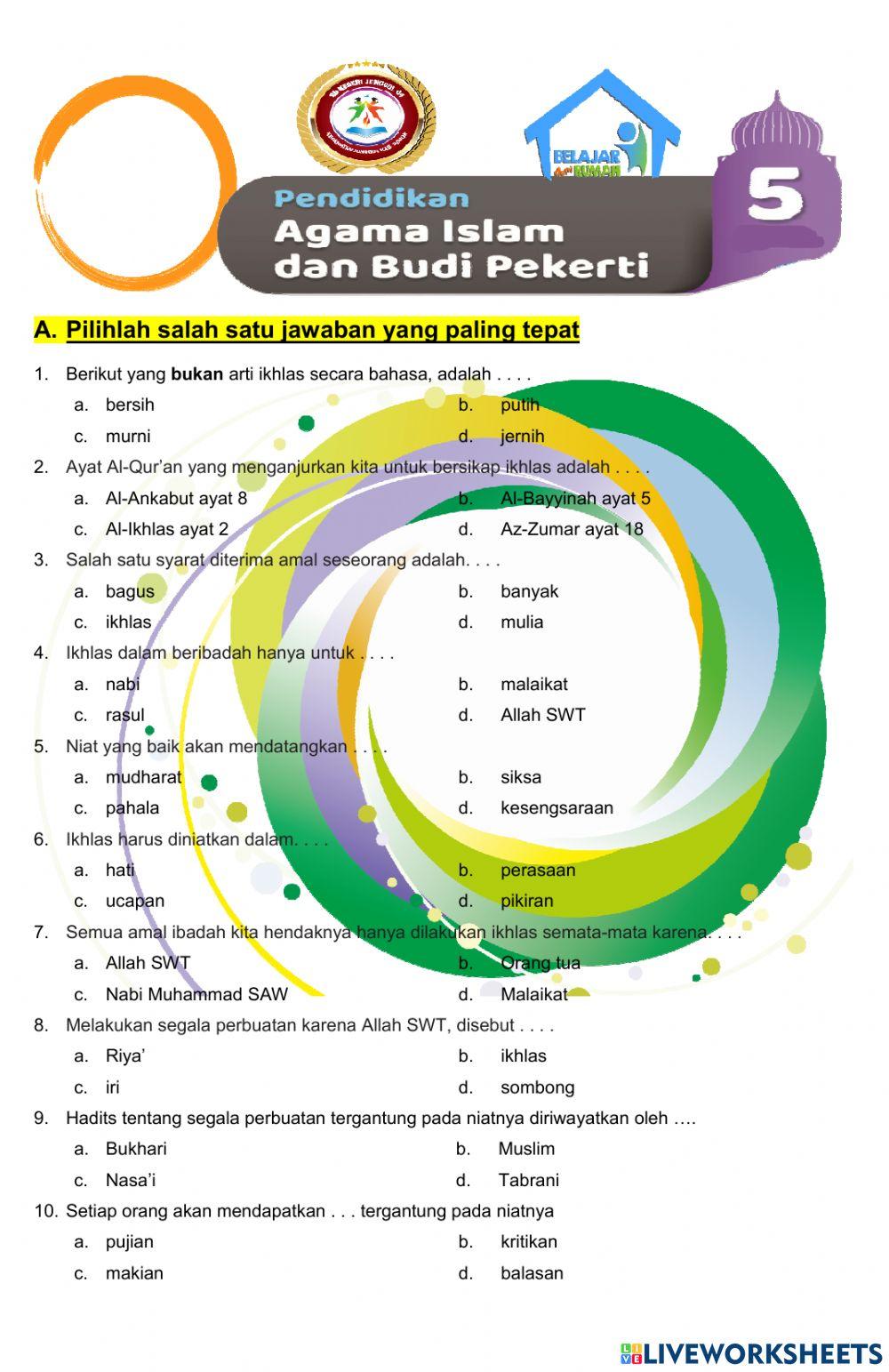 Latihan Soal Ikhlas Beramal