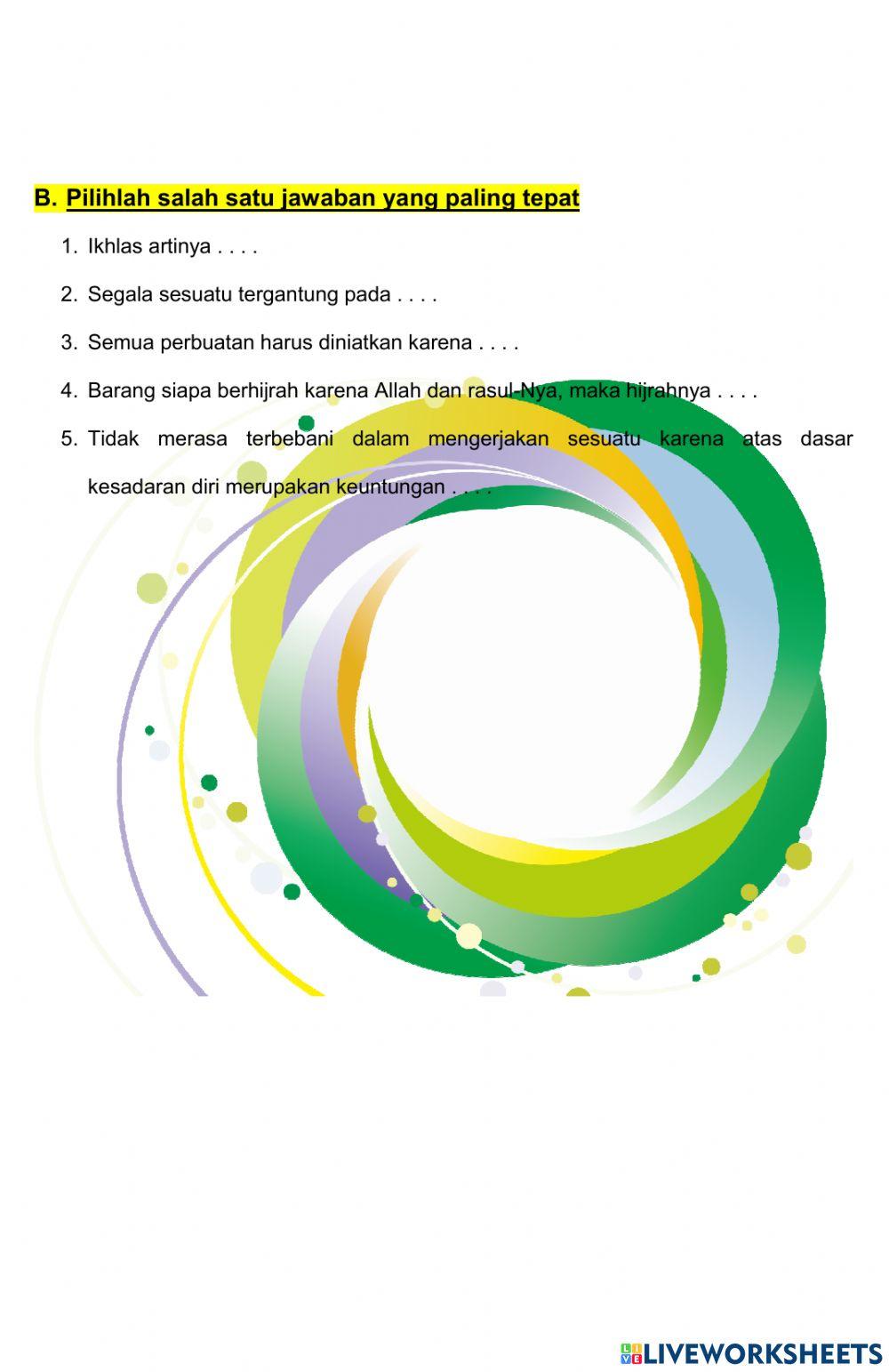Latihan Soal Ikhlas Beramal