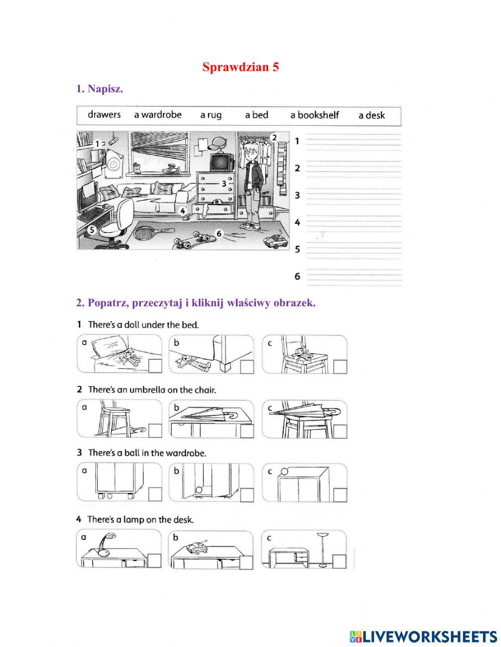 Sprawdzian Unit 5 Klasa 5 Sprawdzian 5 worksheet | Live Worksheets