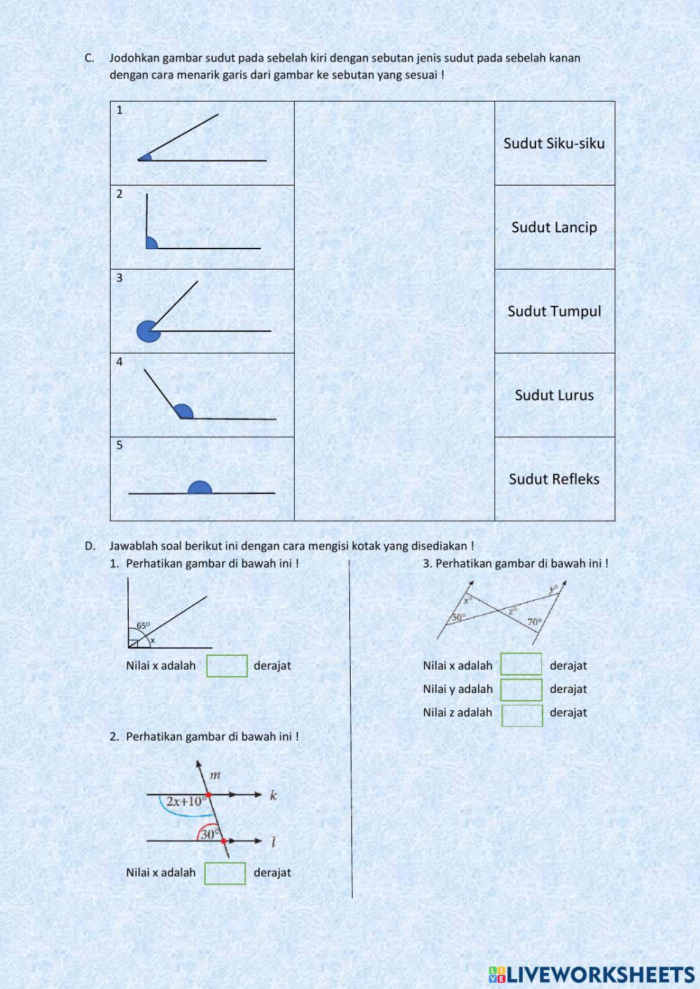 Soal penilaian garis dan sudut
