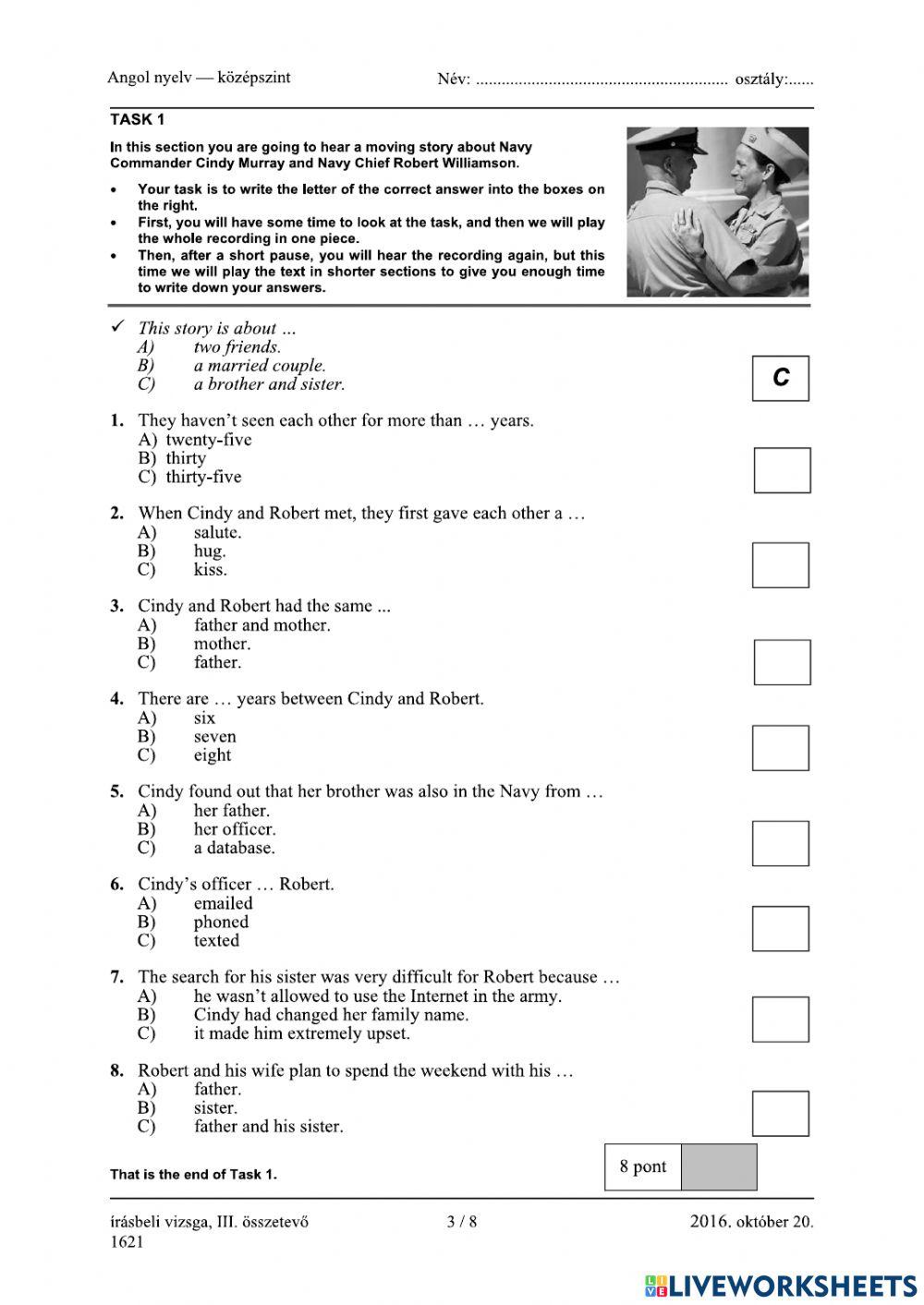 Matura B1 listening multiple choice